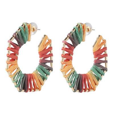 

2019 Korean Summer Geometric Hollow Circle Square Drop Earrings for Women Big Round Handmade Bohemian Party Beach Jewelry