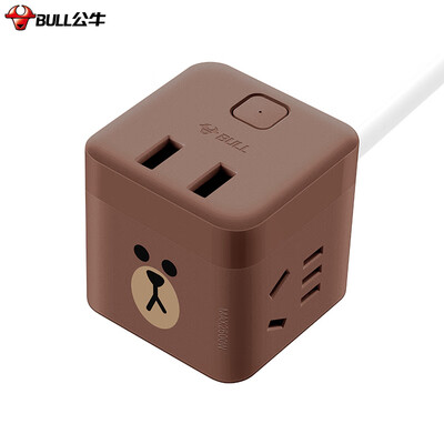 

LINE FRIENDS joint name Bull BULL GNV-UU212B Brown Bear Rubiks Cube USB socket plug-in board Strip wiring board 2 holes 2 USB port length 15 meters