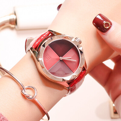 

Trend gun shell belt womens watch wild rouge large dial student watch steel belt quartz watch