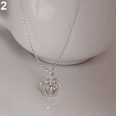 

Elegant Women Crown Shiny CZ Cubic Zirconia Charm Pendant Clavicle Necklace
