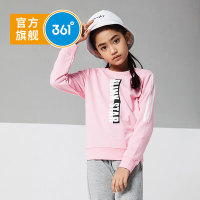 

361°361 degrees childrens clothing girls sweater 2019 spring new letter set head casual sweater round neck shirt T-shirt N61913303 rose powder 160