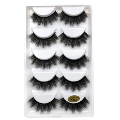

Gobestart 5 Pair 3D Natural Thick False Fake Eyelashes Eye Lashes Makeup Extension