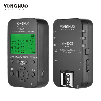 

YONGNUO YN622C-KIT Wireless Remote Control 100M E-TTL Flash Trigger Transceiver Pair Kit for Canon EOS Series DSLRs