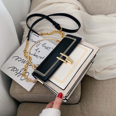 

Texture&foreign air slant color womens bag 2019 new fashion one shoulder slant handheld chain bag with one shoulder&one s