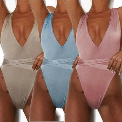 

Women One-Piece Swimsuit Bandage Bikini Push-up Padded Backless Bathing Swimwear