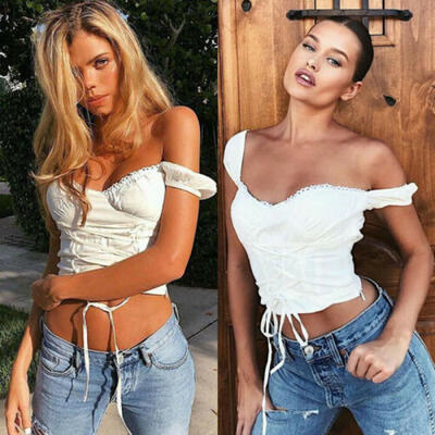 

Summer Women Sexy Off Shoulder Casual Bralet Tank Top Blouse T-Shirt Cami Tops
