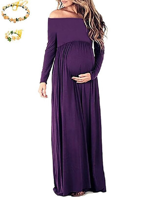 

Simple&Elegant Boat Neck Long Sleeve Maxi Dress