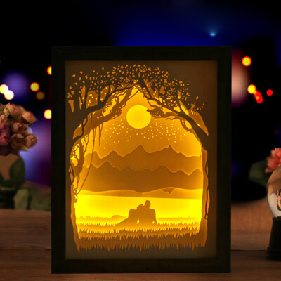 

Gobestart Couple Light Shadow Paper Carved Lights Diy Creative Remote Control Small Night