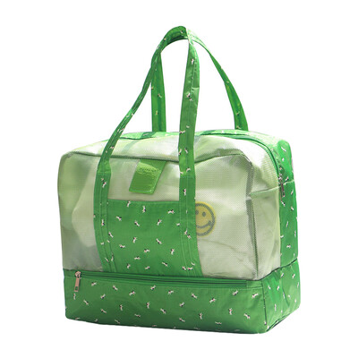 Travel Beach Tote Toiletry Bag Shoulder Handbag with Separate Shoe Compartment