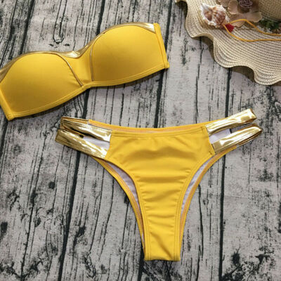 

Women Padded Soft Bra Bandage Bikini Set Swimsuit Triangle Swimwear Bathing