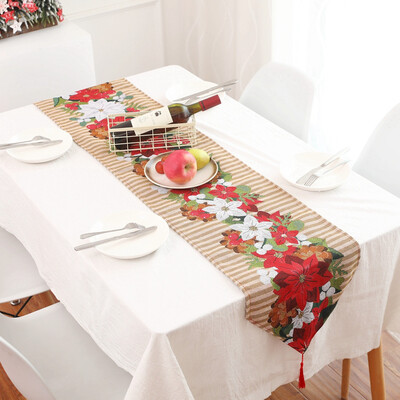 

Siaonvr Creative Christmas Cotton Linen Tablecloth Table Flag Desktop Decoration