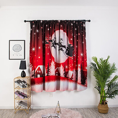 

Siaonvr Christmas Curtain Tulle Window Treatment Voile Drape Valance 1 Panel Fabric