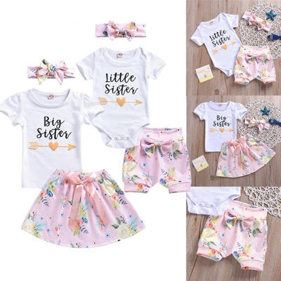 

3PCS Kids Baby Girls Sister Matching Clothes Top Romper Dress Pants Outfit Set
