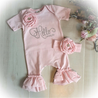 

Newborn Baby Girl 3D Flowers Romper Bodysuit Jumpsuit Headband Outfit Clothes