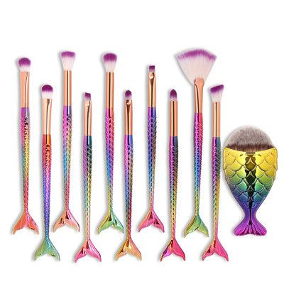 

〖Follure〗New Arrival 11Pc Mermaid Foundation Eyeshadow Contour Eye Lip Makeup Brushes Set