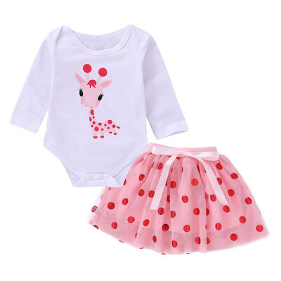 

Newborn Infant Baby Girl Romper Long Sleeve Clothes Baby Girl Tutu Dress Jumpsuit Outfit 2pcs