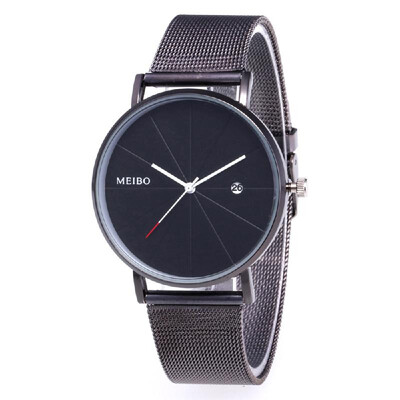 

High-end Business Casual Elegant Quartz Watch Calendar Wristwatch with Knitted Strap Band