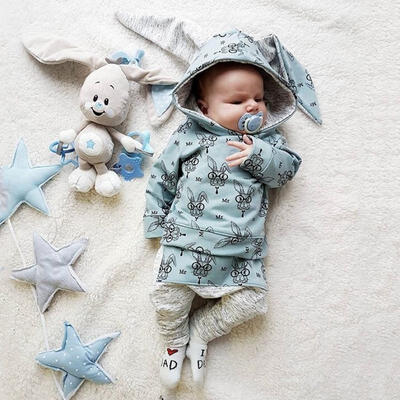 

Lovely Toddler Kids Baby Girl 3D Ear Rabbit Hooded Top T-shirtLeggings Outfit Clothes Set