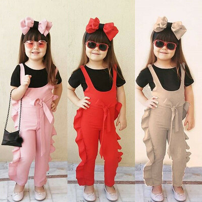 

Kids Baby Girls Ruffle Bib Pants Cotton Romper Jumpsuit Overalls Outfits Clothes