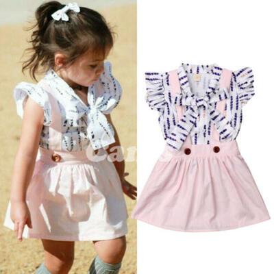 

Summer Toddler Baby Girl Clothes Ruffle Tops T-Shirt Overall Skirts Dress Outfit