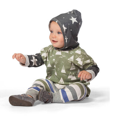 

Newborn Infant Baby Boy Irregular Hooded TopsPants Stripe Outfits Set Clothes