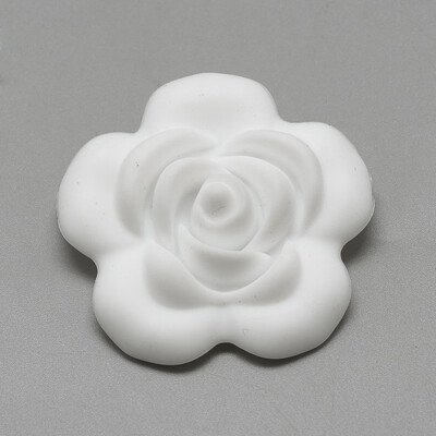 

Food Grade Environmental Silicone Beads Chewing Beads For Teethers DIY Nursing Necklaces Making Flower White 39x40x15mm Hole