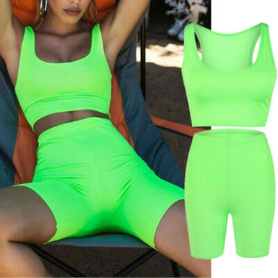 

Womens Sexy 2 Piece Outfits Short Sleeve T-shirt Top Short Pants Tracksuit Sets