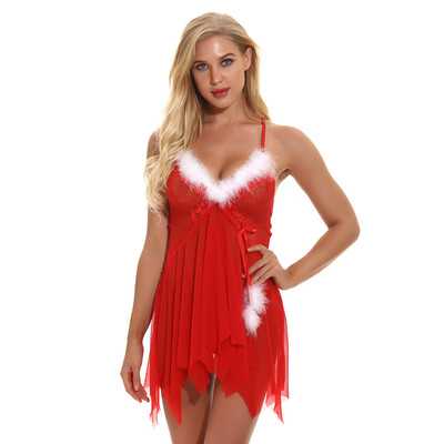

Toponeto Christmas Women Sexy Underwear Suit Mesh Perspective Temptation Underwear