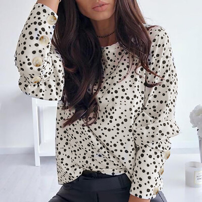 

Tailored Womens Daily Leisure Loose Point Button Pure Long Sleeve Top