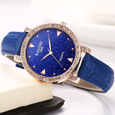 

Caroline star-studded leather strap waterproof simple female student watch