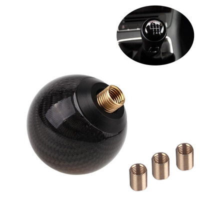 

Tailored Round Ball Shape Black Carbon Fiber Universal Car Gear Shift Knob Shifter Lever