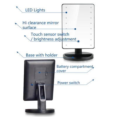 

High Quality 16 LED Light Makeup Mirror Rotatable Touch Dimmable Brightness Adjustable