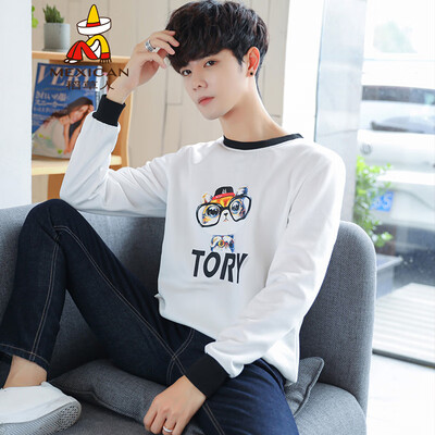 

Scarecrow MEXICAN Long Sleeve T-Shirt Mens Slim Comfortable Casual Casual Print Shirt Bottom T-Shirt Round Neck Turtleneck Sweater Mens Jacket DCY92 White L