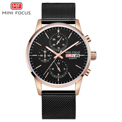 

MINI FOCUS Fox MF0180G Mens Casual Quartz Watch Japanese Movement Business Stainless Steel Mens Watch