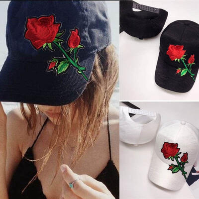 

Men Women Baseball Ball Cap Outdoor Sports Hat Rose Embroidered Cap Adjustable