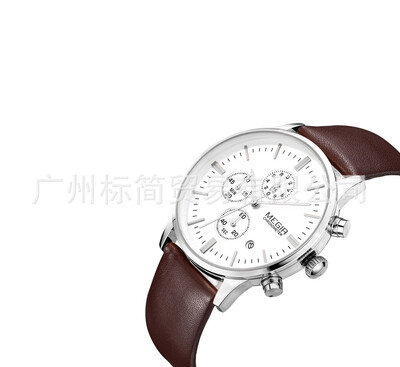 

Meigel Mens Watch Multifunction Leather Belt Waterproof Luminous Quartz Watch