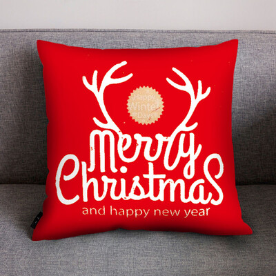 

Tailored Merry Christmas Print Pillow Case Polyester Sofa Car Cushion Cover Home Decor