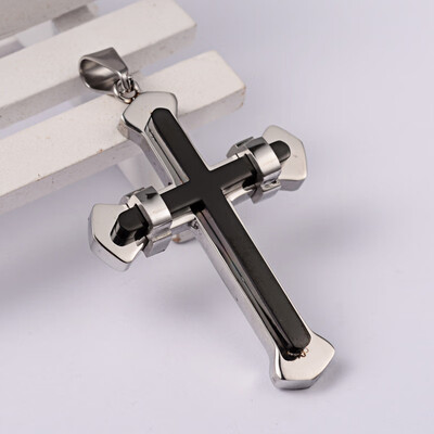 

Cross 304 Stainless Steel Pendants Gunmetal & Stainless Steel Color 495x33x8mm Hole 9x4mm