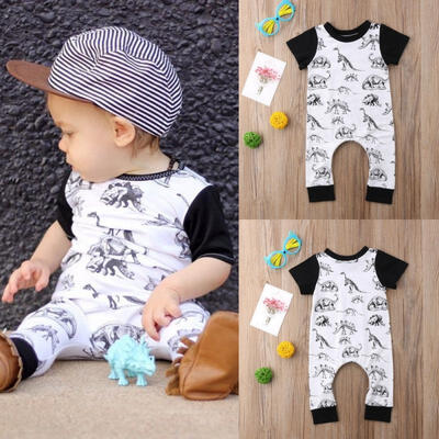 

Newborn Baby Boy Girl Dinosaur Romper Jumpsuit Playsuit Clothes Outfits Summer