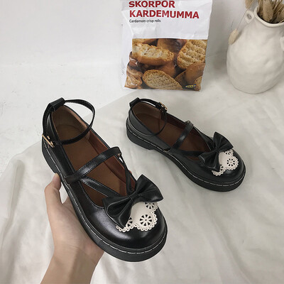 

Small leather shoes women 2019 new Korean version of Joker summer shallow mouth English flat-bottomed Japanese women jk Lolita sho