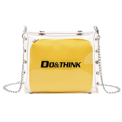 

Letter Print Transparent Shoulder Handbags PVC Women Chain Crossbody Bags