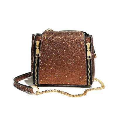 

New Fashion Women Sequined Crossbody Bag PU Leather Chain Mini Messenger Shoulder Bag Glitter Handbag