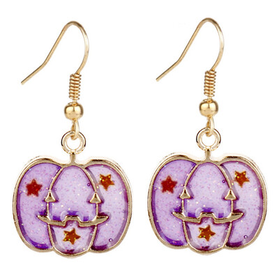 

Girl Lovely Enamel Pumpkin Ghost Shape Dangle Earrings Halloween Cosplay Drop Earrings