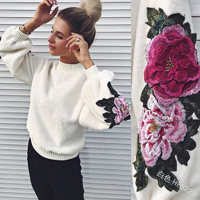 

European&American embroidered short neck sweaters