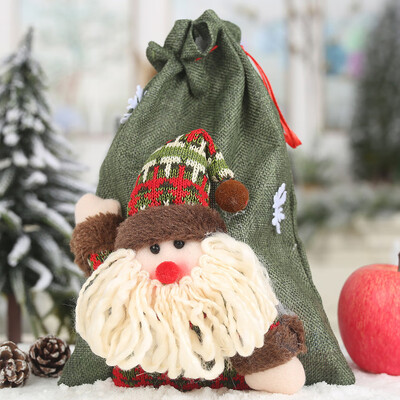 

Siaonvr Christmas Linen Drawstring Gift Bag Large Candy Bag Holiday Cartoon Bag
