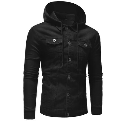 

Men\s Casual Hooded Denim Jacket