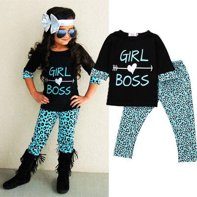 

2PCS Toddler Kids Baby Girls Outfits T-shirt Tops Dress Long Pants Clothes Set