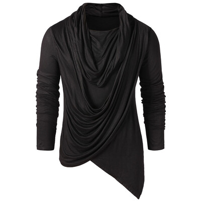 

Pile Heap Collar Solid Asymmetric T-shirt