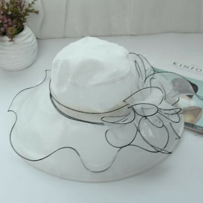 

New Womens Organza Church Summer Wide Brim Kentucky Derby Hat Party Wedding Cap