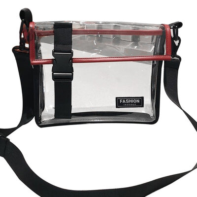 

Fashion Womens Transparent PVC Square Buckle Strap Crossbody Shoulder Bag